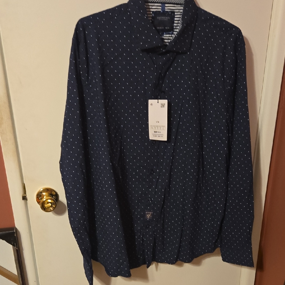 Men's Navy Blue Patterned Shirt